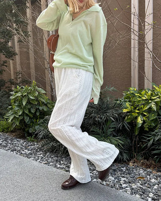Punching lace stripe easy pants