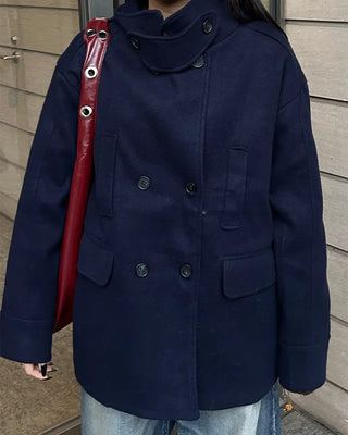 Throat latch quilted inner midi reef coat