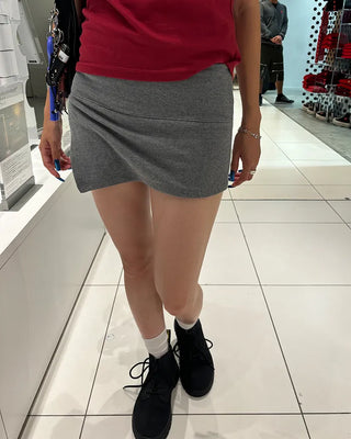 Asymmetrical design ribbed skirt pants