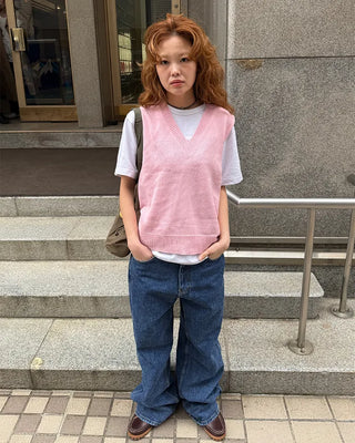Semi-wide denim pants