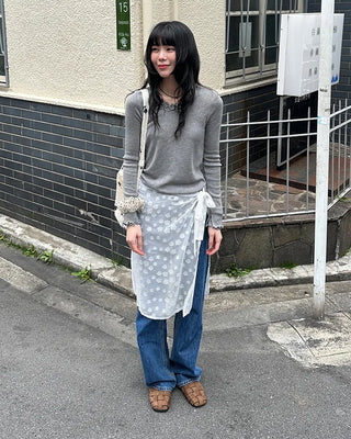 Wave puff knit T-shirt