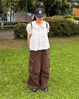 Big Pocket Cotton Wide Pants
