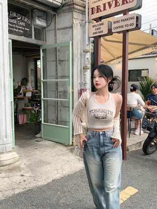 Washed denim wide-leg pants (3 colors)