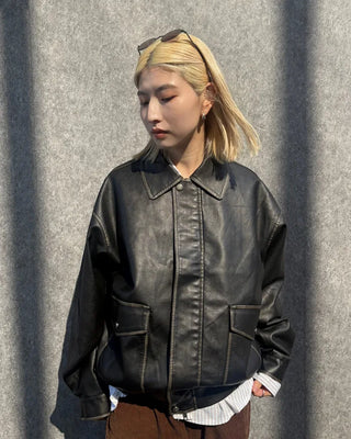 Vintage Wash Quilted Leather Jacket