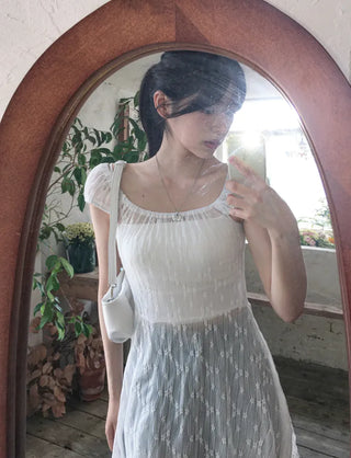 Flower sheer layered dress