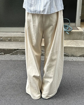 Cotton wide-leg elastic waist pants