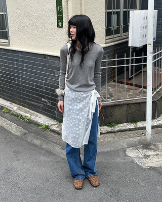 Wave puff knit T-shirt