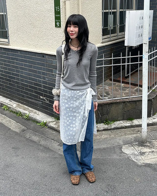 Wave puff knit T-shirt