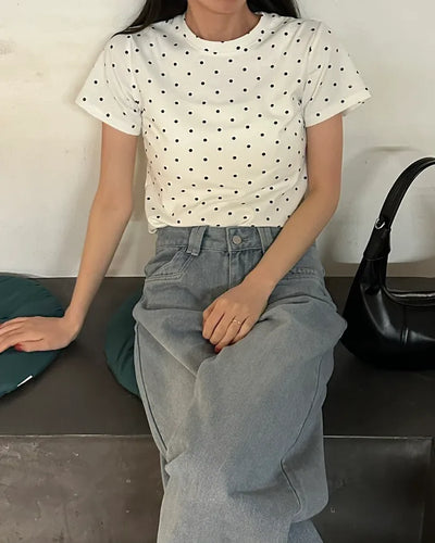 Polka Dot Short-Sleeved T-Shirt