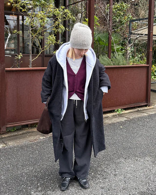 V-neck drop-shoulder rayon cardigan