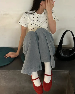 Polka Dot Short-Sleeved T-Shirt