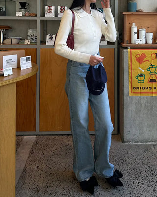 Ribbed collar knit