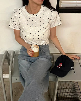 Polka Dot Short-Sleeved T-Shirt