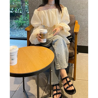 Off-shoulder chiffon blouse dress