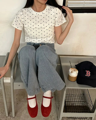 Polka Dot Short-Sleeved T-Shirt
