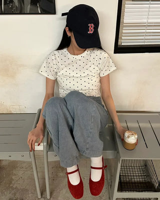 Polka Dot Short-Sleeved T-Shirt