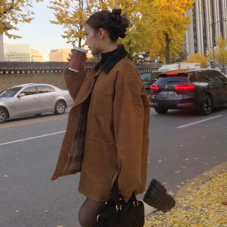 Checked two-tone corduroy jacket