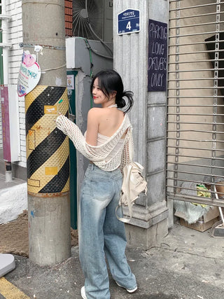 Washed denim wide-leg pants (3 colors)