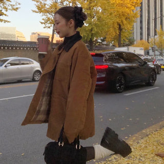 Checked two-tone corduroy jacket