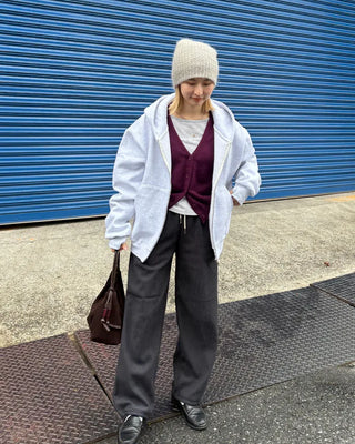 V-neck drop-shoulder rayon cardigan