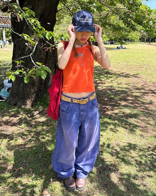 (ORIGINAL) Loose-fit denim pants (purple)