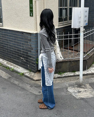 Wave puff knit T-shirt