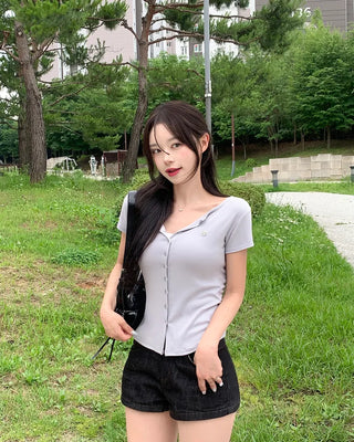 Pendant short-sleeved cardigan
