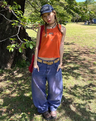 (ORIGINAL) Loose-fit denim pants (purple)