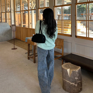 Suede Baguette Shoulder Bag