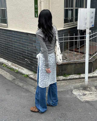 Wave puff knit T-shirt