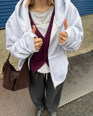 V-neck drop-shoulder rayon cardigan