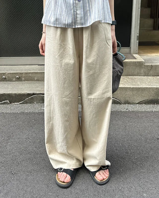 Cotton wide-leg elastic waist pants
