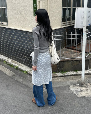 Wave puff knit T-shirt