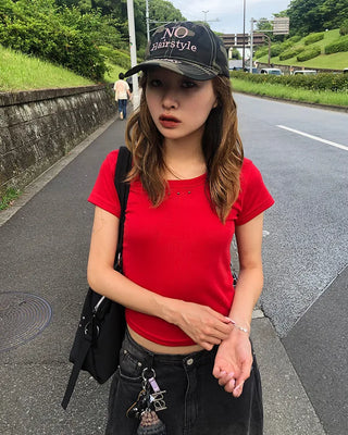 Studded Jewel Neck French T-Shirt