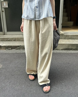 Cotton wide-leg elastic waist pants