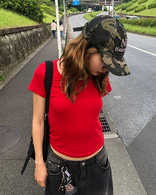 Studded Jewel Neck French T-Shirt