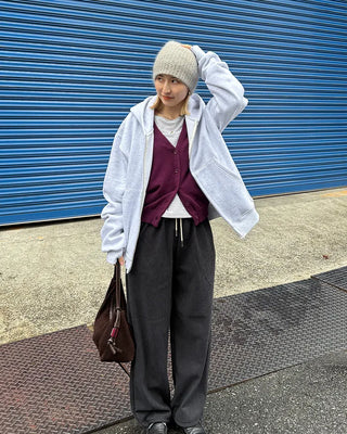 V-neck drop-shoulder rayon cardigan