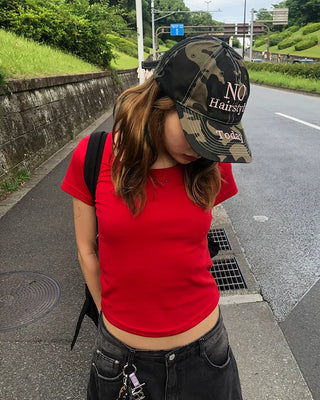 Studded Jewel Neck French T-Shirt