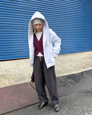 (Unisex) Double Zip Fleece-Lined Hoodie