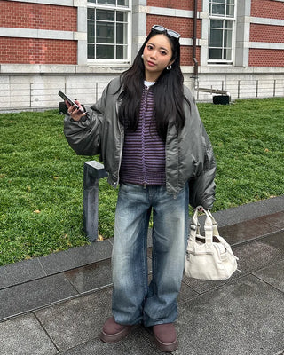 (Unisex) Gathered Sleeve Military Blouson