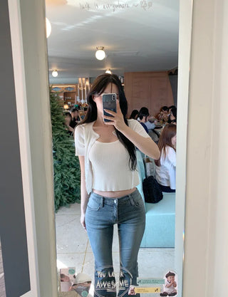 [With pelvic pad] Bootcut denim pants