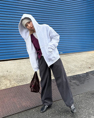 (Unisex) Double Zip Fleece-Lined Hoodie