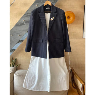 Striped Shoulder Pad Oversized Jacket