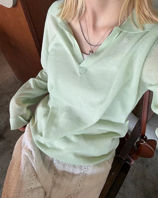 Deep Johnny Color Linen Sheer Pullover