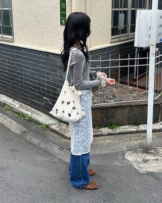 Wave puff knit T-shirt