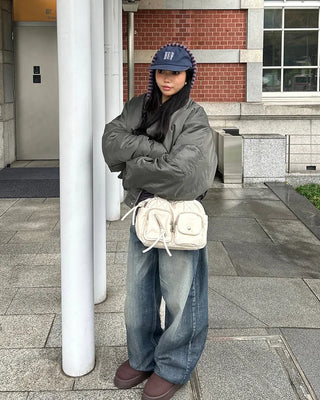 (Unisex) Gathered Sleeve Military Blouson