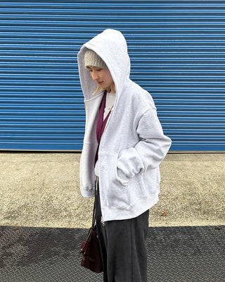 (Unisex) Double Zip Fleece-Lined Hoodie