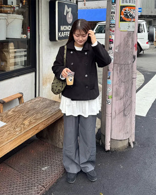Double-collar short coat