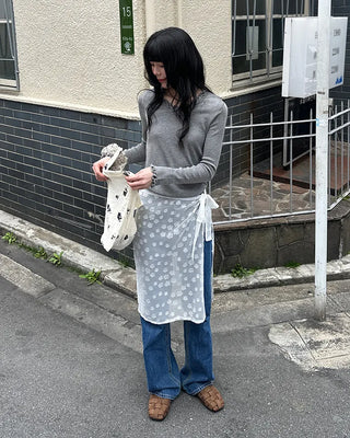 Wave puff knit T-shirt