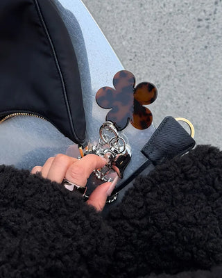 Leopard Flower Mirror Keyring